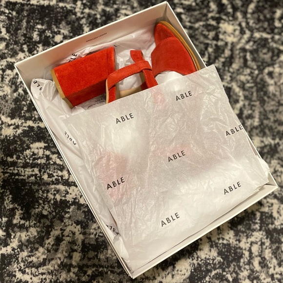 Able Global + Local Mary Red Suede Sandals - Picture 6 of 7